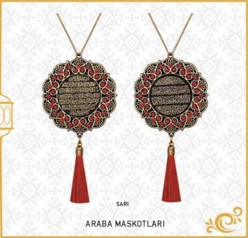 7 Cm Ayetel Kürsi Ve Sefer Duası Papatya Maskot Oto Süs 10'Lu Gold-Kırmızı