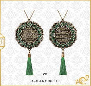 7 Cm Ayetel Kürsi Ve Sefer Duası Papatya Maskot Oto Süs 10'Lu Gold-Yeşil