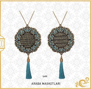 7 Cm Ayetel Kürsi Ve Sefer Duası Papatya Maskot Oto Süs 10'Lu Gold-Aqua