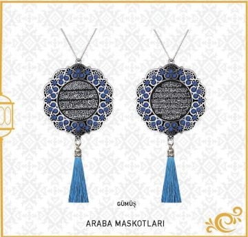 7 Cm Ayetel Kürsi Ve Sefer Duası Papatya Maskot Oto Süs 10'Lu Gümüş-Mavi