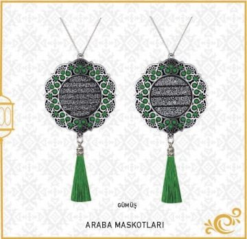 7 Cm Ayetel Kürsi Ve Sefer Duası Papatya Maskot Oto Süs 10'Lu Gümüş-Yeşil