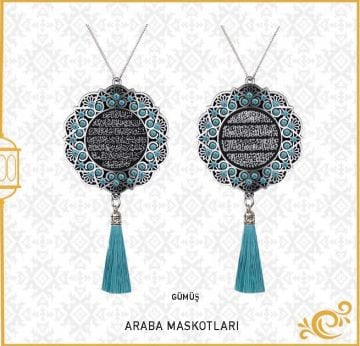 7 Cm Ayetel Kürsi Ve Sefer Duası Papatya Maskot Oto Süs 10'Lu Gümüş-Aqua