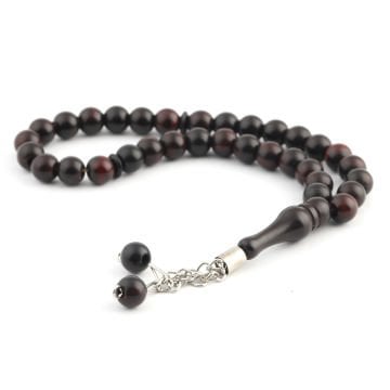 33'lük 14 Mm Mono Tesbih (10 Adet) Siyah-Bordo