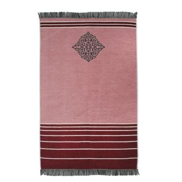 Çizgili Çift Renkli Şönil Seccade Pembe-Bordo