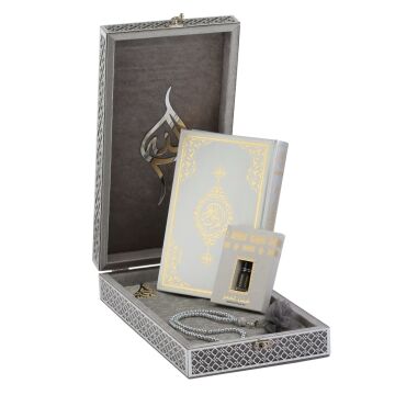 Topkapı Serisi Kadife Kuran-ı Kerim Kutusu Gri