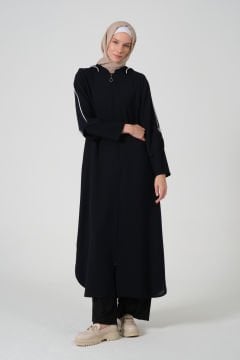 Buhara Kumaş Kapüşonlu Biyeli Ferace 52