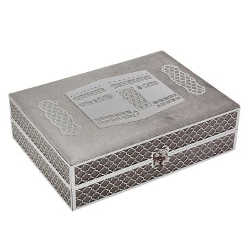 Kadife Kabe Model Kuran-ı Kerim Seti Gri