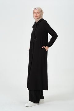 Kapüşonlu Yıldız Giy-Çık Kap Siyah - 48