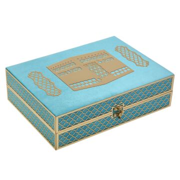 Kadife Kabe Model Kuran-ı Kerim Seti Turkuaz