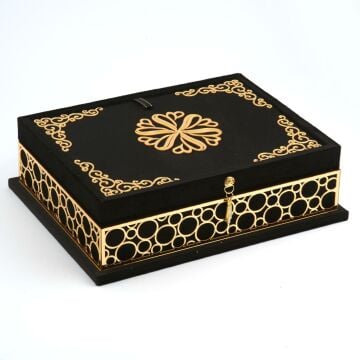 31*24 Cm Neva Rahleli Kuran-ı Kerim Kutusu Siyah