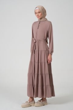 Viskon Kumaş Yıldız Cepli Ferace Pembe - 44