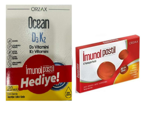 Ocean D3+K2 Damla 20 ml + Orzax Imunol Pastil 12 Yumuşak Pastil 8697595873595