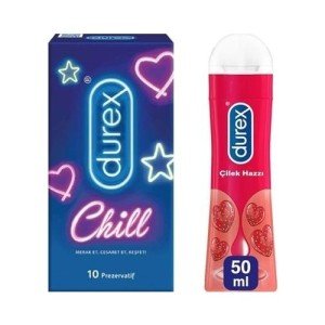 Durex Chill 10'lu Prezervatif +  Durex Play Çilekli Jel Kayganlaştırıcı 50 ml