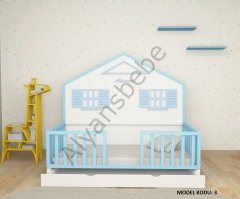 Alyans Montessori Yarım Çatılı Ev Modeli Yavru Yataklı Lake Boyalı