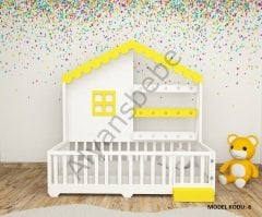 Alyans Montessori Yarım Çatılı Ev Modeli Yatak Lake Boyalı Sarı