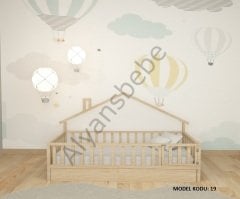 Alyans Montessori A Çatılı Yavru Yataklı Naturel Yatak