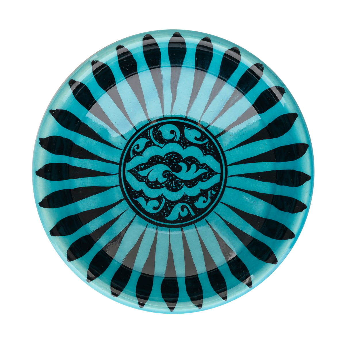 Selçuklu Radyal Desenli Turkuaz Kase (16cm)