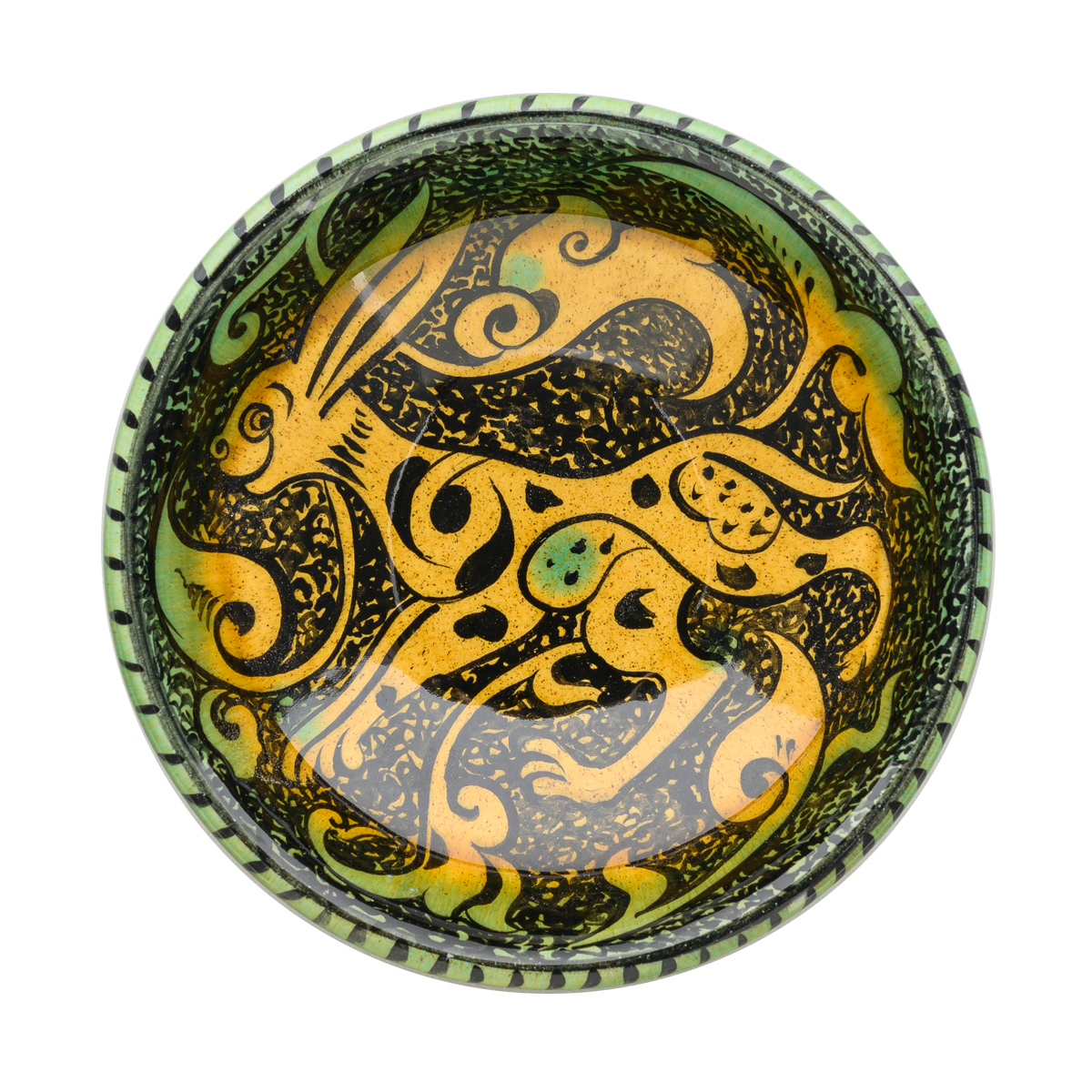 Selçuklu Stilize Yaprak ve Tavşan Motifli Kase (16cm)