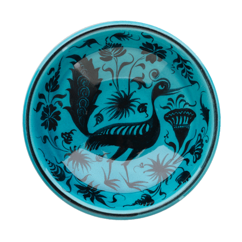 Selçuklu Stilize Çiçek ve Kuş Desenli Kase (16cm)