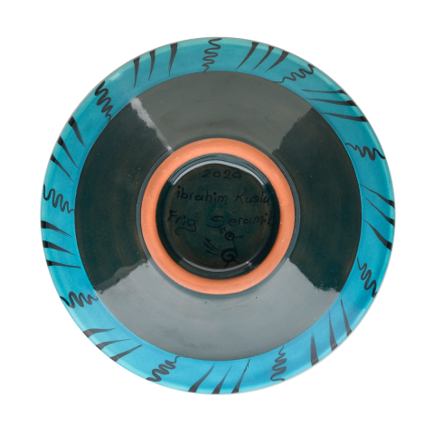 Selçuklu Yaprak Desenli Turkuaz Kase (16cm)