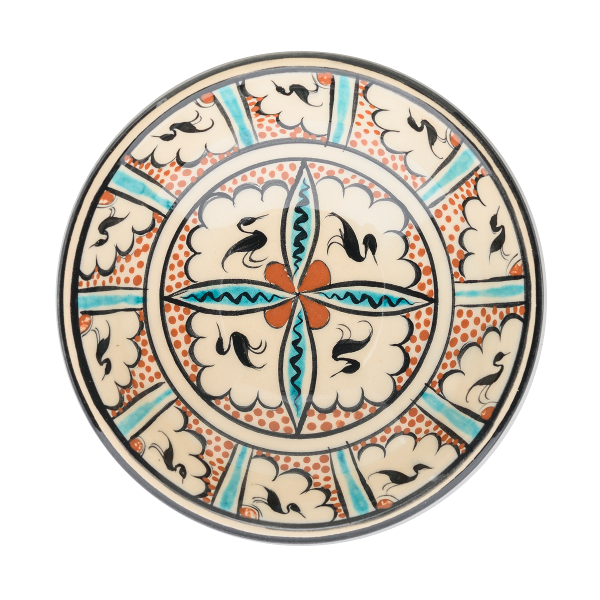 Selçuklu Stilize Kuş Desenli Figüratif Kase (16cm)