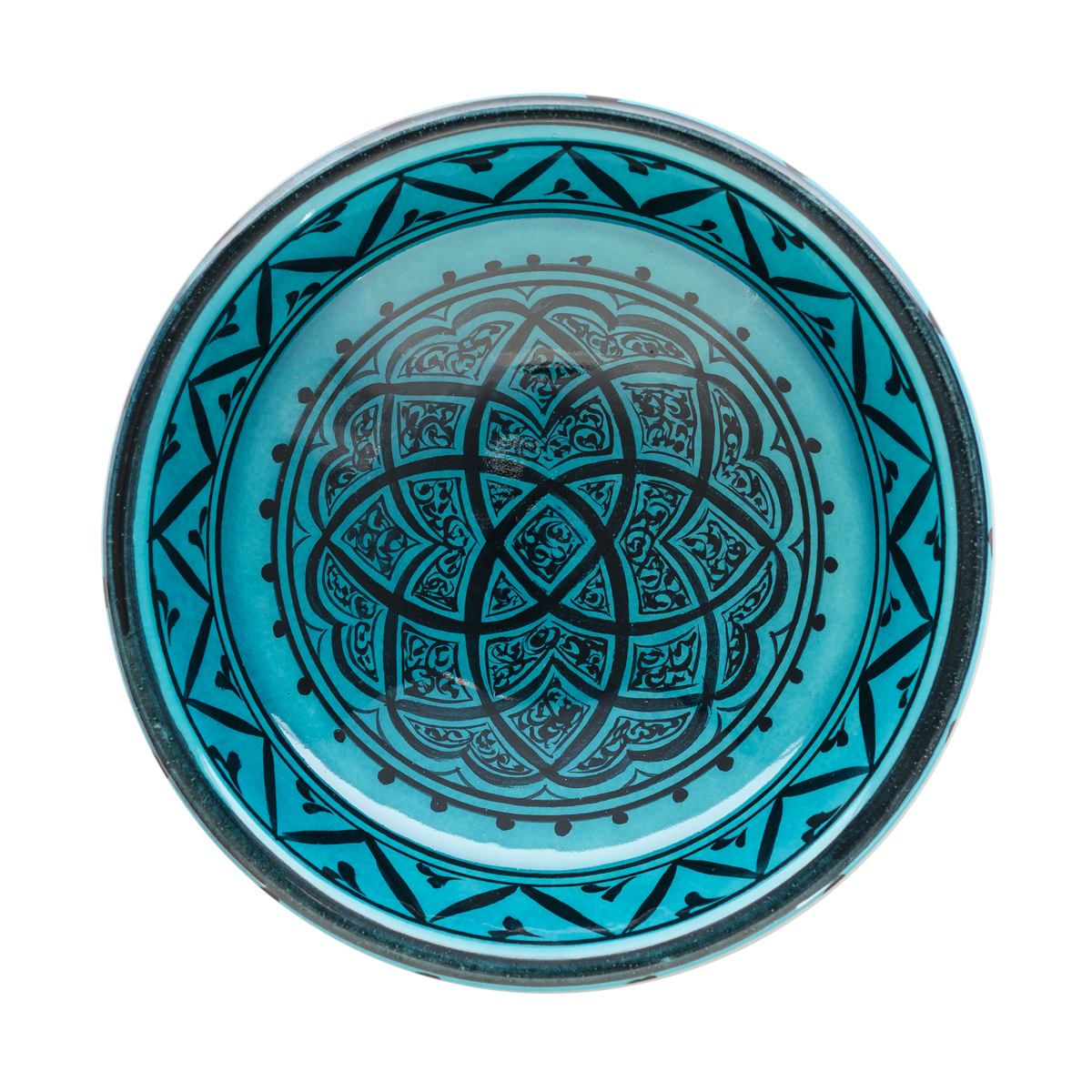 Selçuklu Geometrik Tasarımlı Turkuaz Kase (16cm)