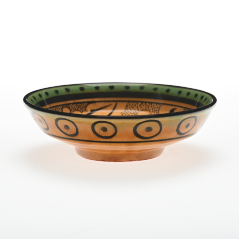 Selçuklu Stilize Geyik Motifli Sarı Kase (16cm)