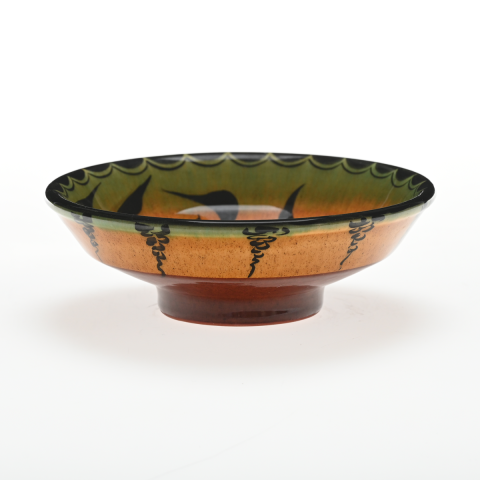 Selçuklu Stilize Kuş Desenli Sarı Kase (16cm)