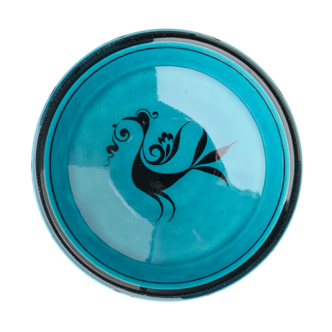 Selçuklu Stilize Kuş Desenli Turkuaz Kase (16cm)