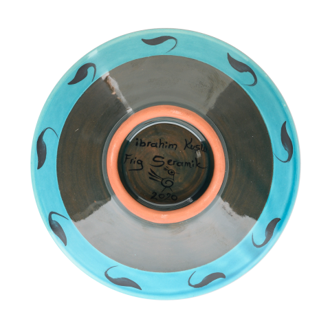 Selçuklu Çiçek Motifli Kuşlu Turkuaz Kase (16cm)