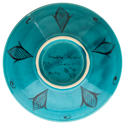 Selçuklu Yaprak ve Geometrik Desenli Kase (22cm)