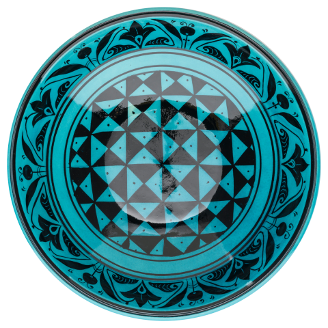 Beylikler Dönemi Figüratif Turkuaz Kase (22cm)