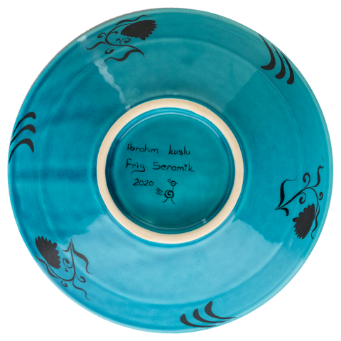 Selçuklu Stilize Balık ve Çiçek Motifli Kase (22cm)