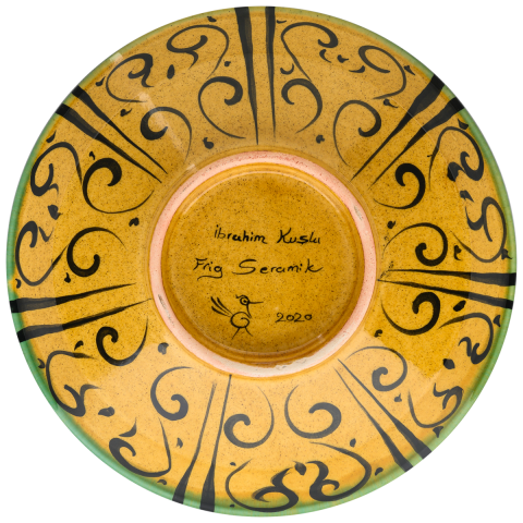 Selçuklu Stilize Bitkisel ve Tavus Kuşu Desenli Kase (22cm)