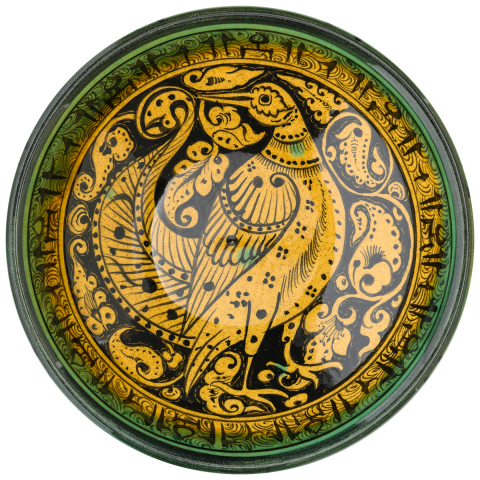 Selçuklu Stilize Bitkisel ve Tavus Kuşu Desenli Kase (22cm)