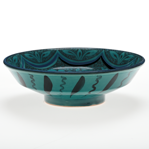 Selçuklu Bitkisel Zeminli Atmaca Kuş Desenli Kase (22)cm