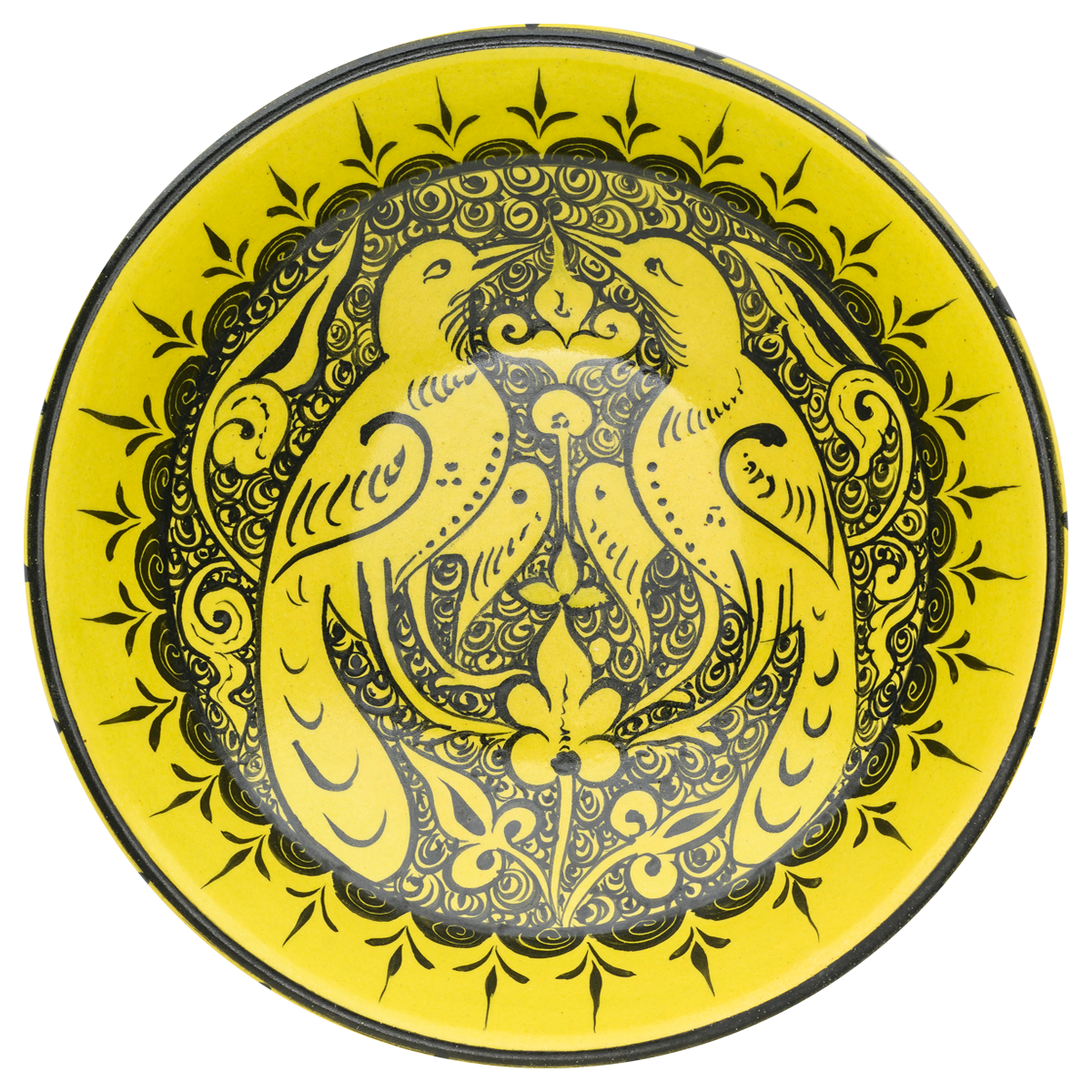 Beylikler Dönemi Helezon Motifli Çift Kuşlu Kase 22cm