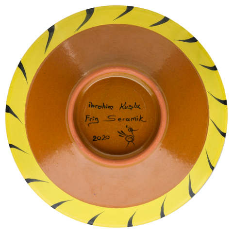 Beylikler Dönemi Helezon Motifli Çift Kuşlu Kase 22cm