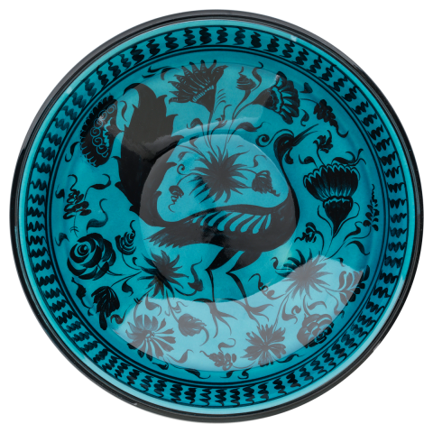 Selçuklu Çiçek Motifli Tavus Kuşlu Kase(22cm)