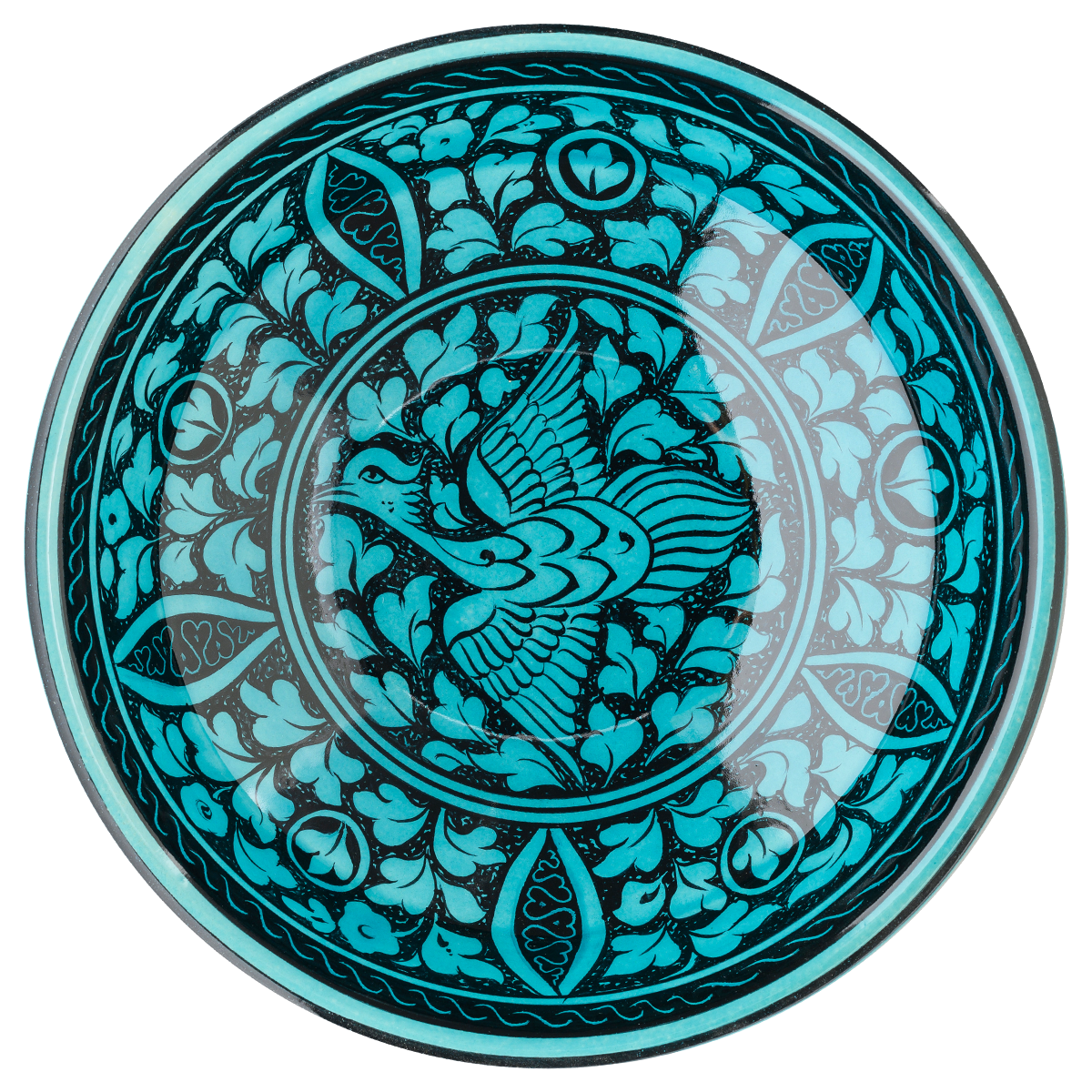 Selçuklu Doğa Tasvirli Kuş Desenli Kase (22cm)