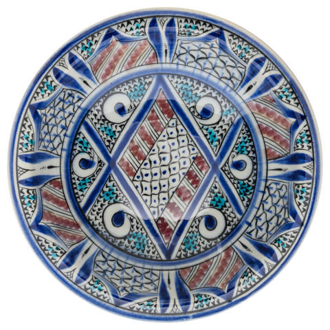 Beylikler Dönemi Figüratif Desenli Çukur Tabak 23cm