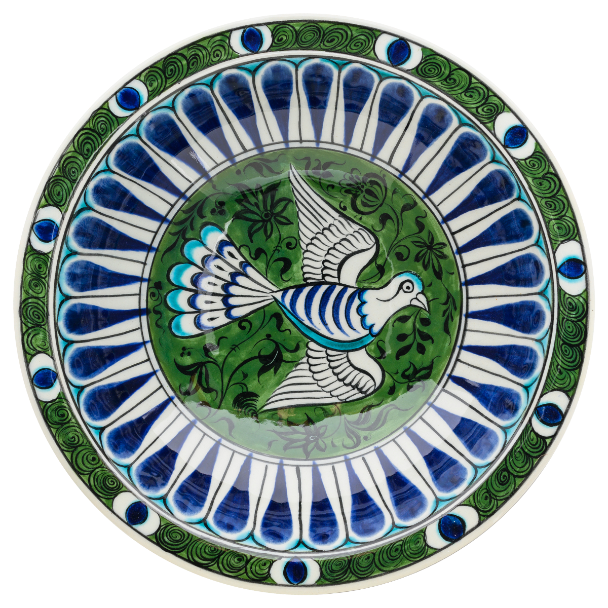 Beylikler Dönemi Kuş Motifli Radyal Tabak 23cm