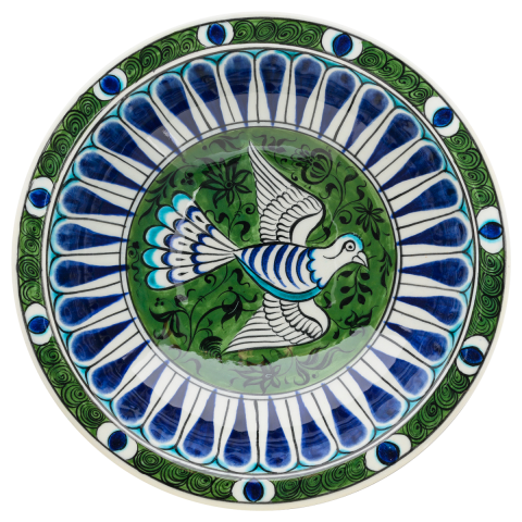 Beylikler Dönemi Kuş Motifli Radyal Tabak 23cm