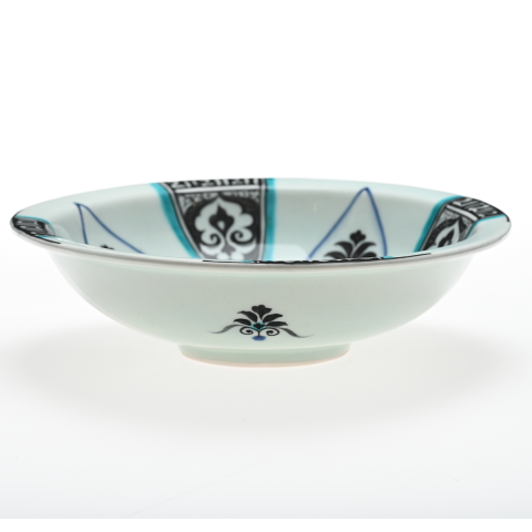 Selçuklu Radyal ve Yaprak Motifli Çukur Tabak 23cm