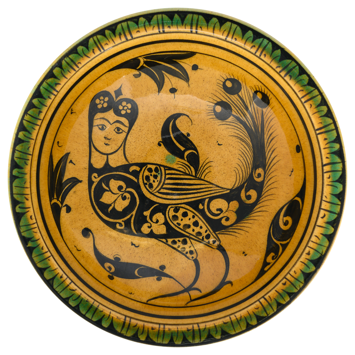 Selçuklu Harpy Figürlü Sarı Çukur Tabak (23cm)