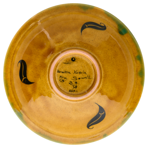 Selçuklu Harpy Figürlü Sarı Çukur Tabak (23cm)