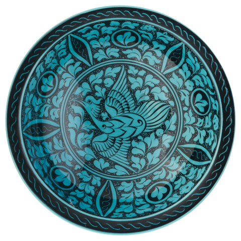 Selçuklu Doğa Tasvirli Kuş Desenli Çukur Tabak (23cm)