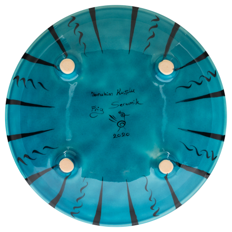 Selçuklu Balık Desenli Turkuaz Ayaklı Tabak (23cm)