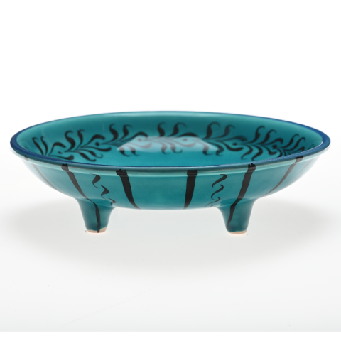 Selçuklu Balık Desenli Turkuaz Ayaklı Tabak (23cm)