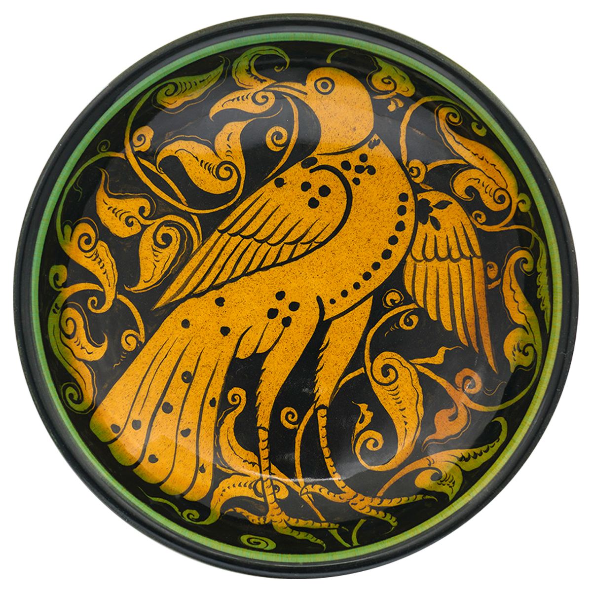 Selçuklu Doğa Tasvirli Kartal Desenli Ayaklı Tabak (23cm)